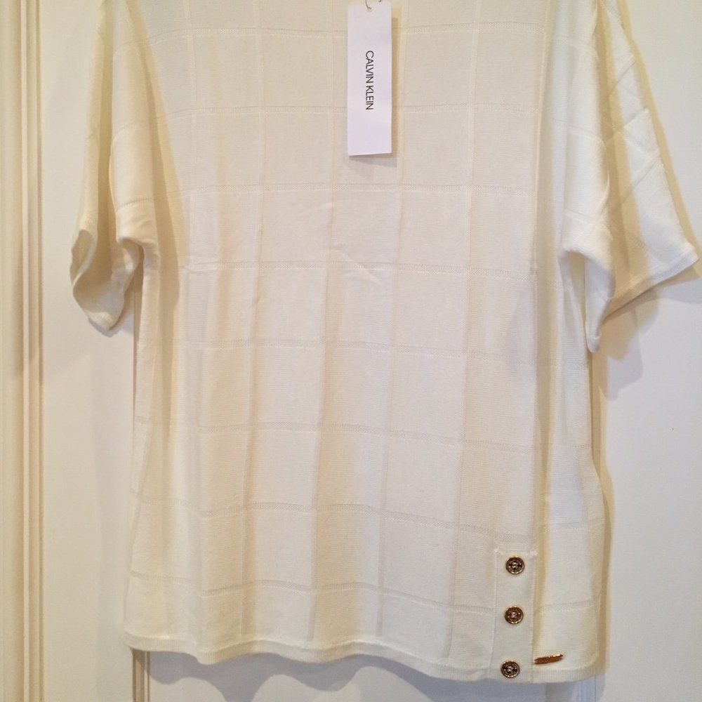 White knit Calvin Klein knit top